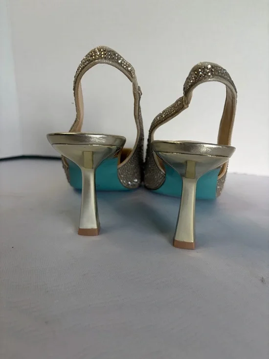 Betsey Johnson Champagne Embellished Slingback Pumps - Picture 7 of 11